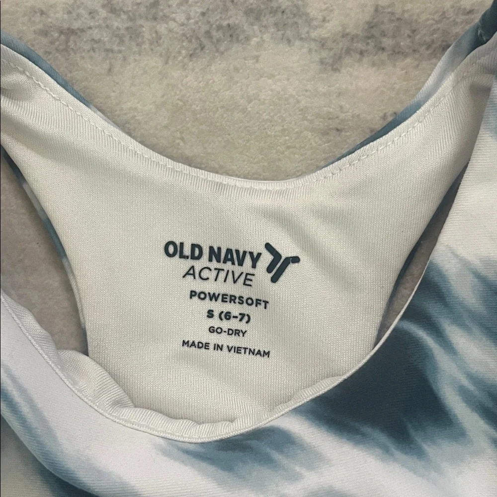 (130)Old Navy Kids Blue and White Tank Top